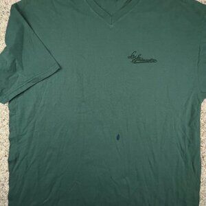 VTG Levi's T Shirt USA Men SZ XL Olive Green Short Sleeve V Neck L. Strauss Logo